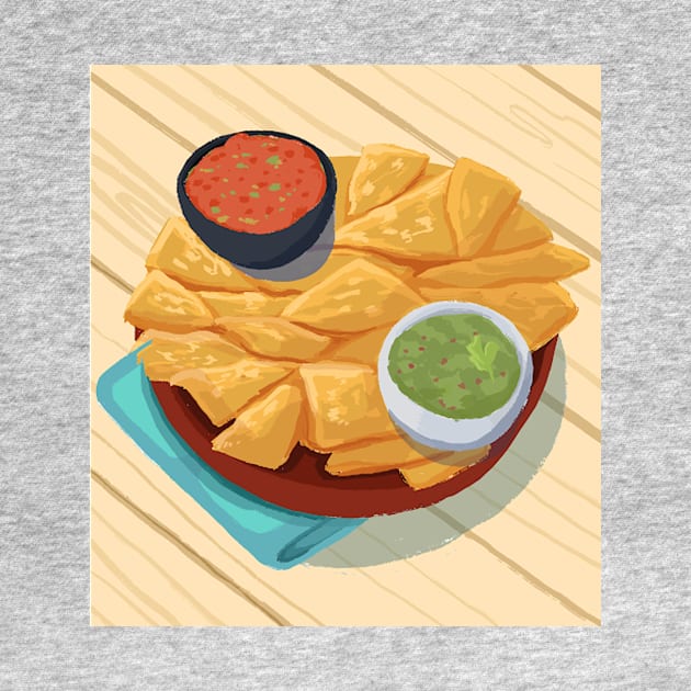 Tortilla chips, salsa, and guacamole by mikybastiano